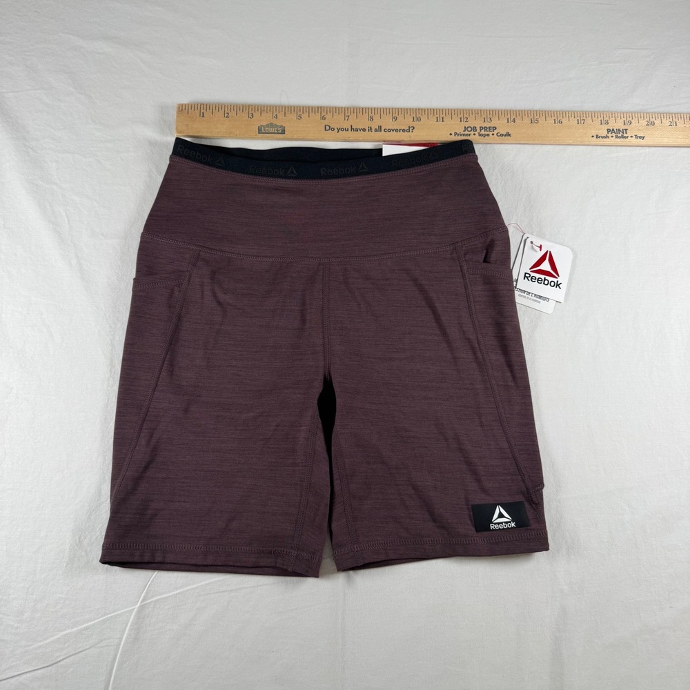 NWT Reebok Women's Size‎ S Raisin Heather Fitted High Rise Performance Short - Picture 2 of 11
